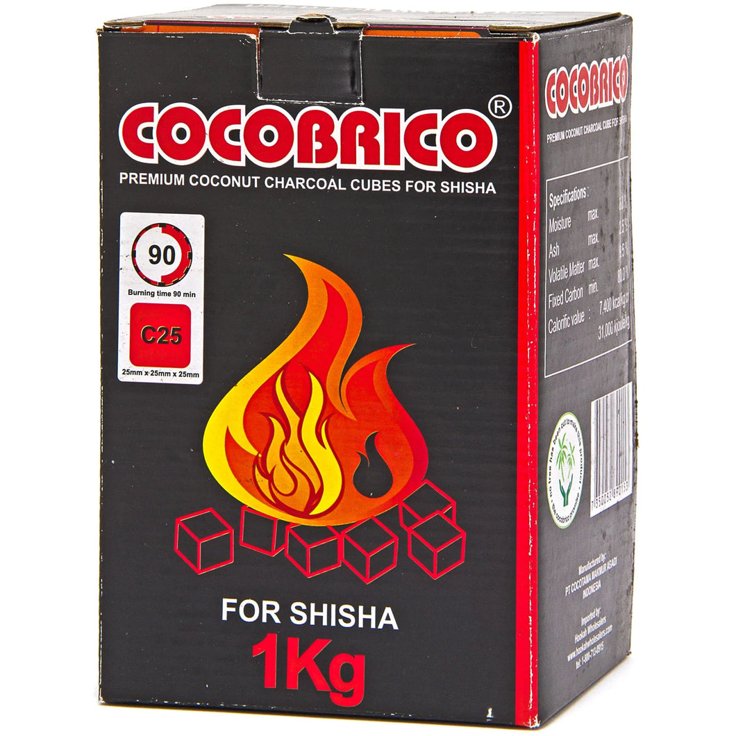 CocoBrico Cubes 1kg Box Natural Coconut Hookah Charcoals