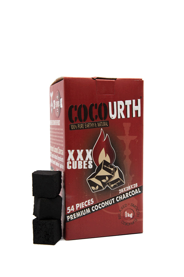 CocoUrth XXX Cubes 1kg Box Natural Coconut Hookah Charcoals